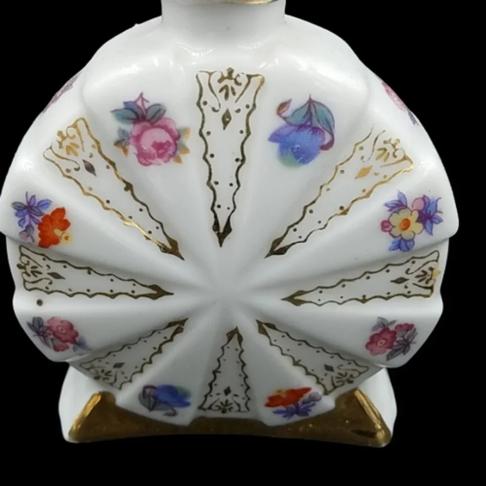 Vintage Pair Milk Glass Hand Painted Scent Bottles Japan
